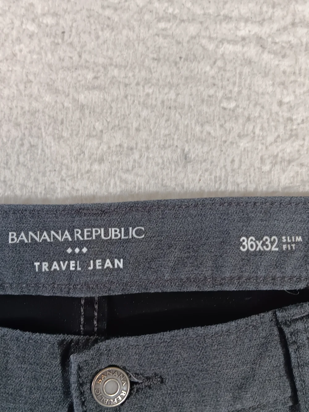 Banana Republic Jeans Mens 36x32 Gray Travel Jean Slim Straight Stretch